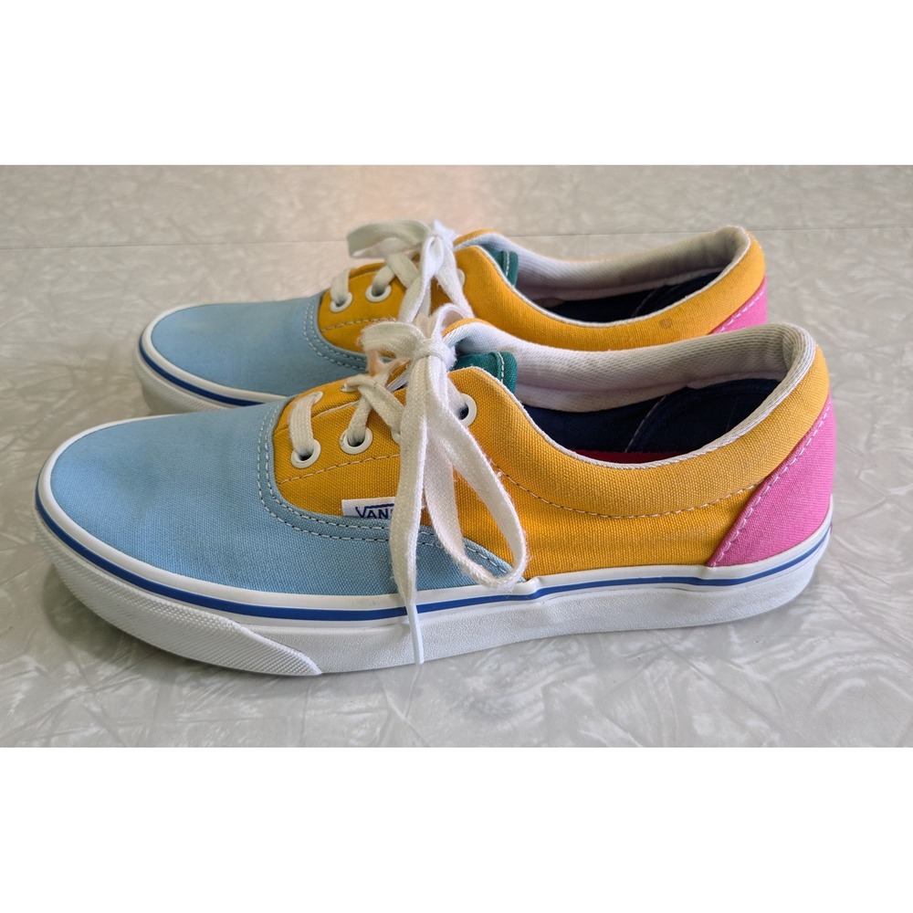 Vans Era Colorblock Sneakers Blue Orange Pink Green Canvas Low Top Skate W7 M5.5